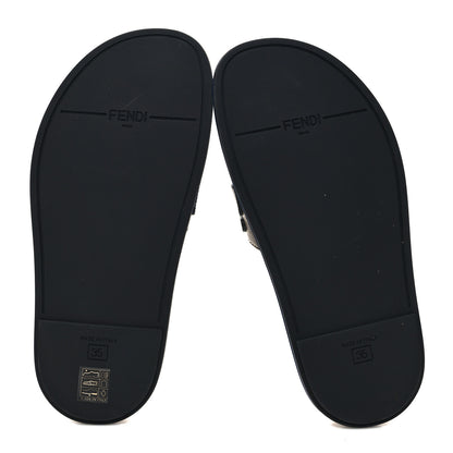Fendi X FILA Glazed Fabric Calfskin FF 1974 Mania Slide Sandals Mogano Panna Blueberry Caipiroska 35 5 of 9