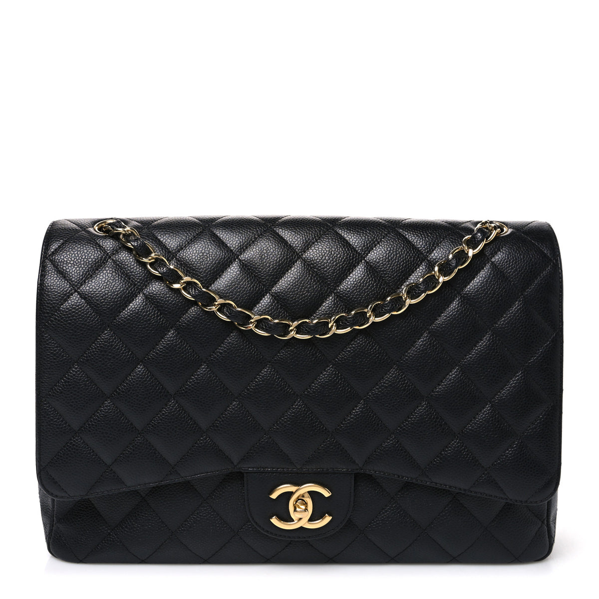 Caviar Quilted Maxi Double Flap Black