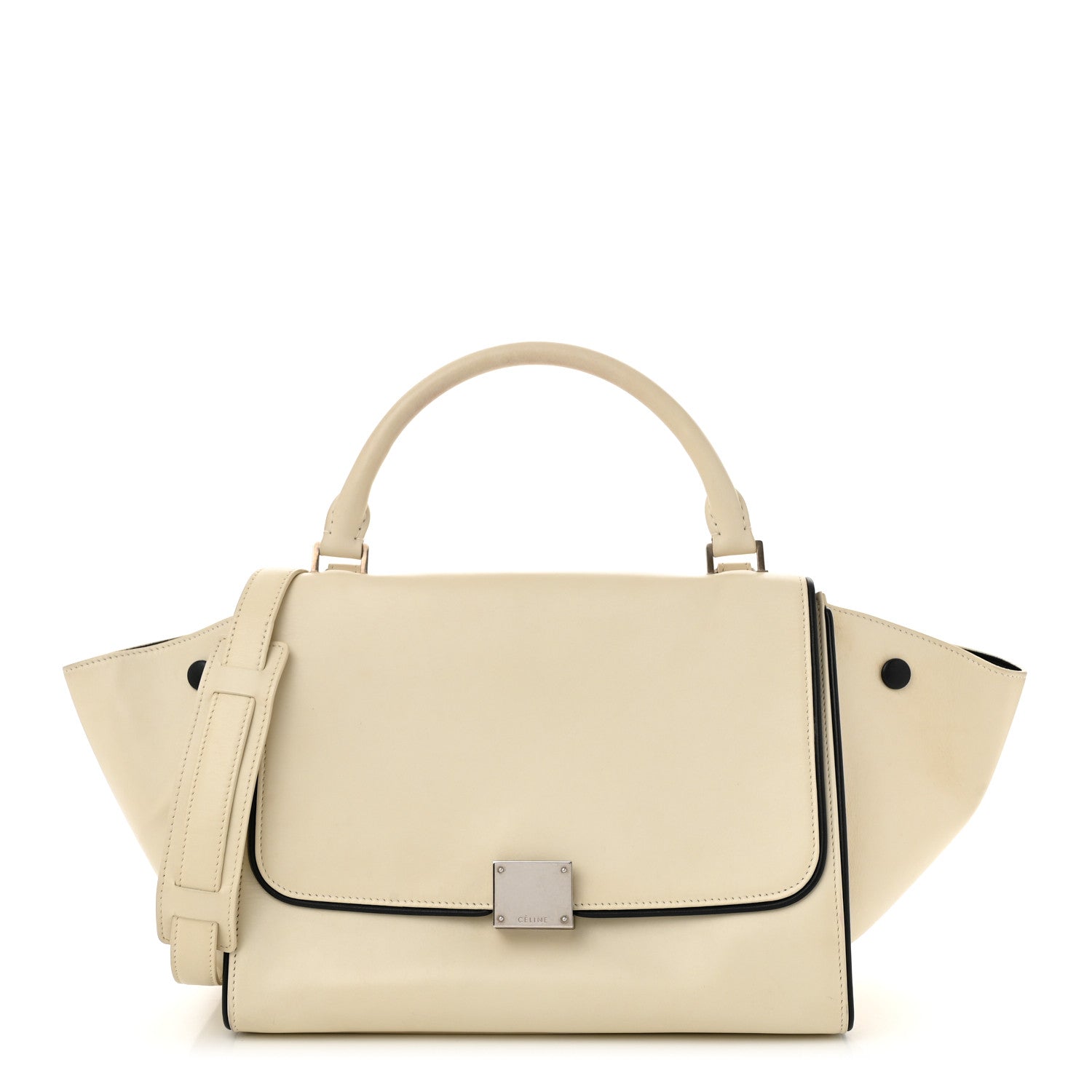 Celine Smooth Calfskin Small Trapeze White Black 1 of 12