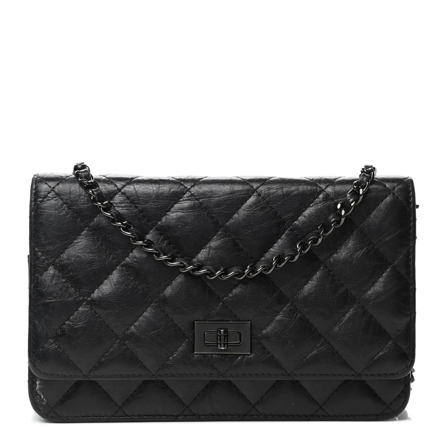 Chanel Aged Calfskin Quilted Reissue Wallet On Chain WOC So Black 1 of 4