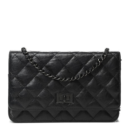Chanel Aged Calfskin Quilted Reissue Wallet On Chain WOC So Black 1 of 4