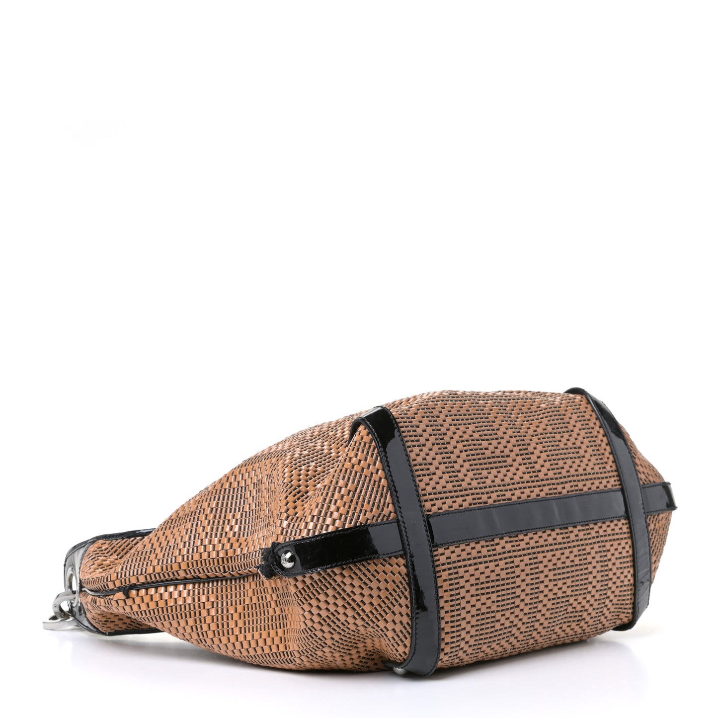 Canvas Patent Calfskin Woven Forever Hobo Mou Black