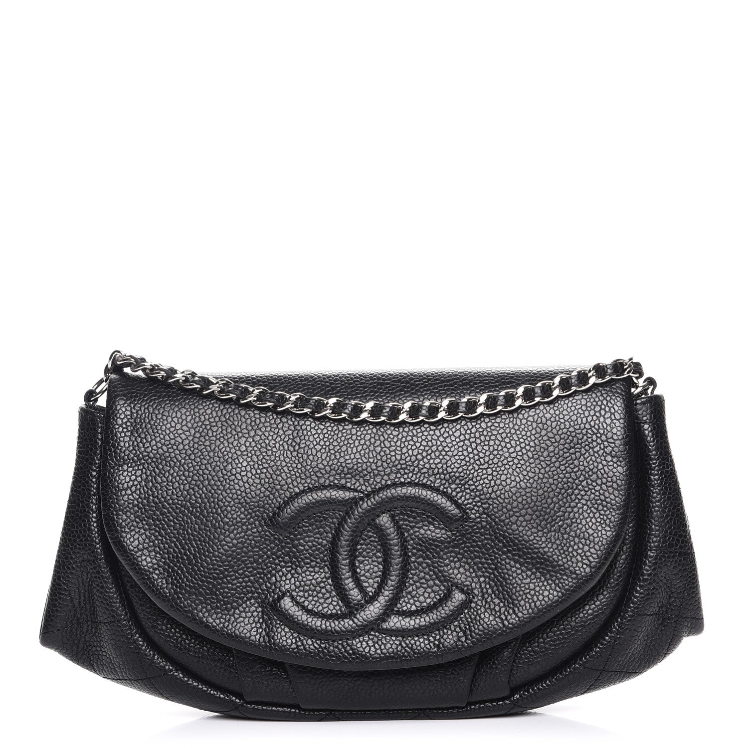 Chanel Caviar Half Moon Wallet On Chain WOC Black 1 of 8
