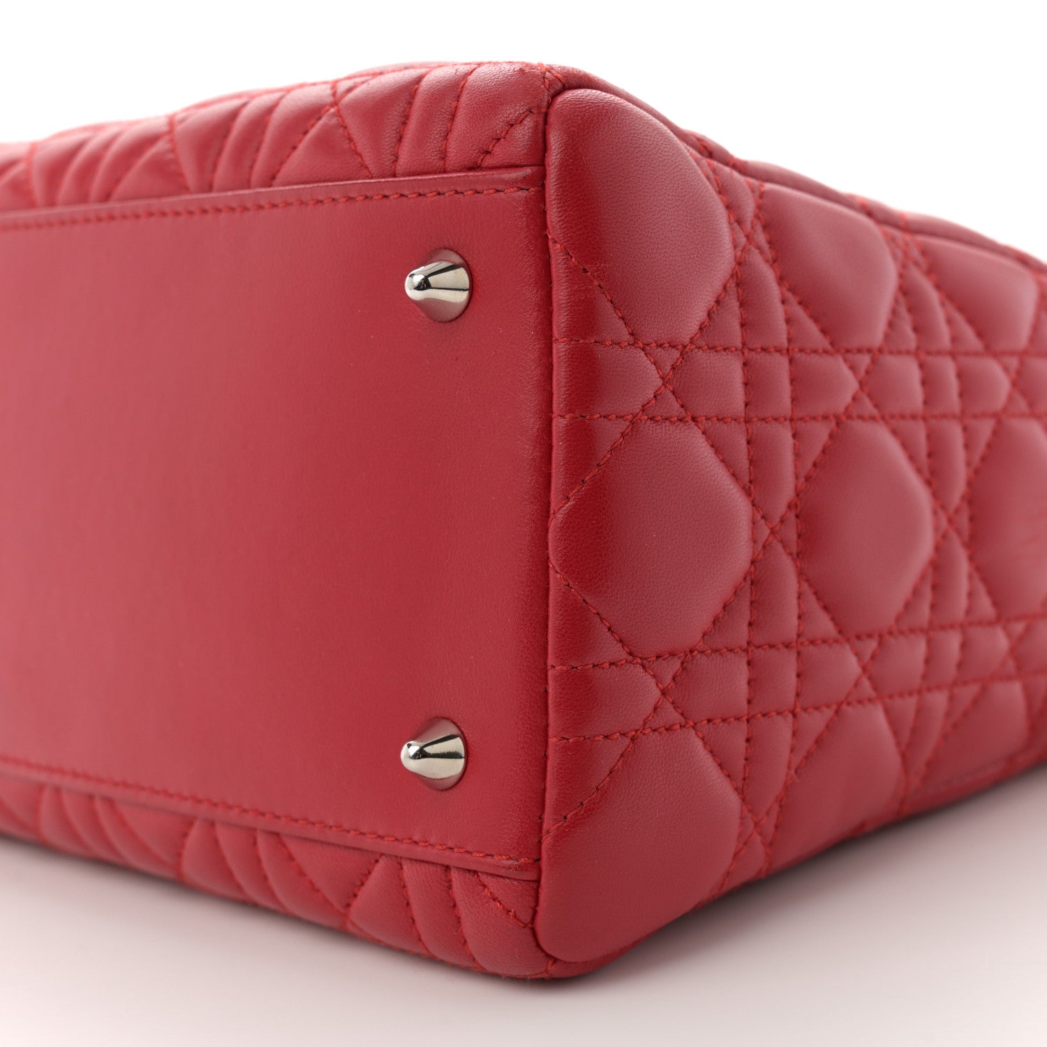Christian Dior Lambskin Cannage Medium Lady Dior Red 10 of 11