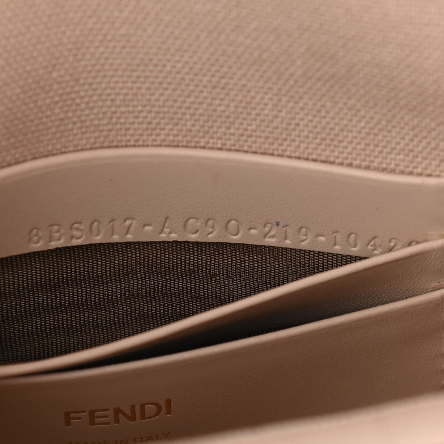 Fendi Canvas Vitello King Bi-Color Strap FF Embroidered Mini Baguette Poudre 7 of 9