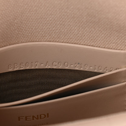 Fendi Canvas Vitello King Bi-Color Strap FF Embroidered Mini Baguette Poudre 7 of 9