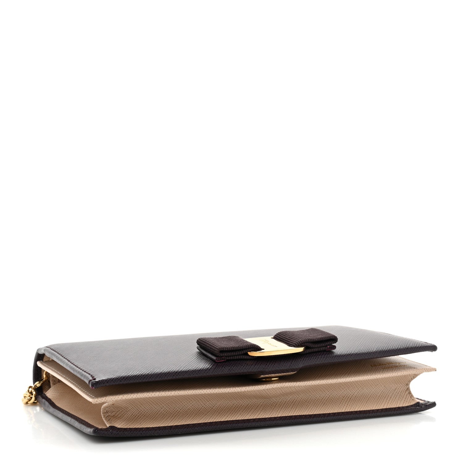 Salvatore Ferragamo Calfskin Vara Wallet On Chain Plum 4 of 16