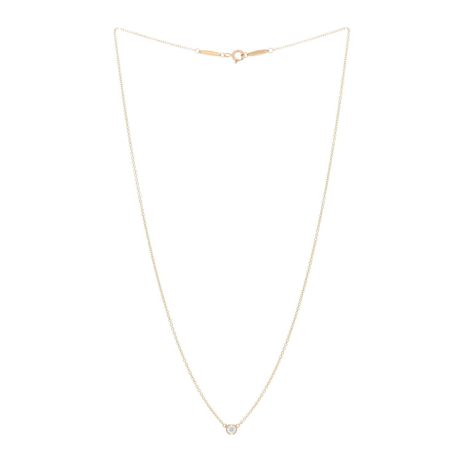 Tiffany 18K Yellow Gold Diamond .14ct Elsa Peretti Diamonds by the Yard Pendant Necklace 3 of 4