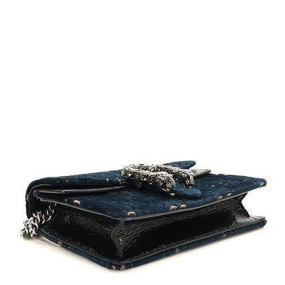 Gucci Velvet GG Monogram Super Mini Dionysus Shoulder Bag Blue Beige Black 4 of 8