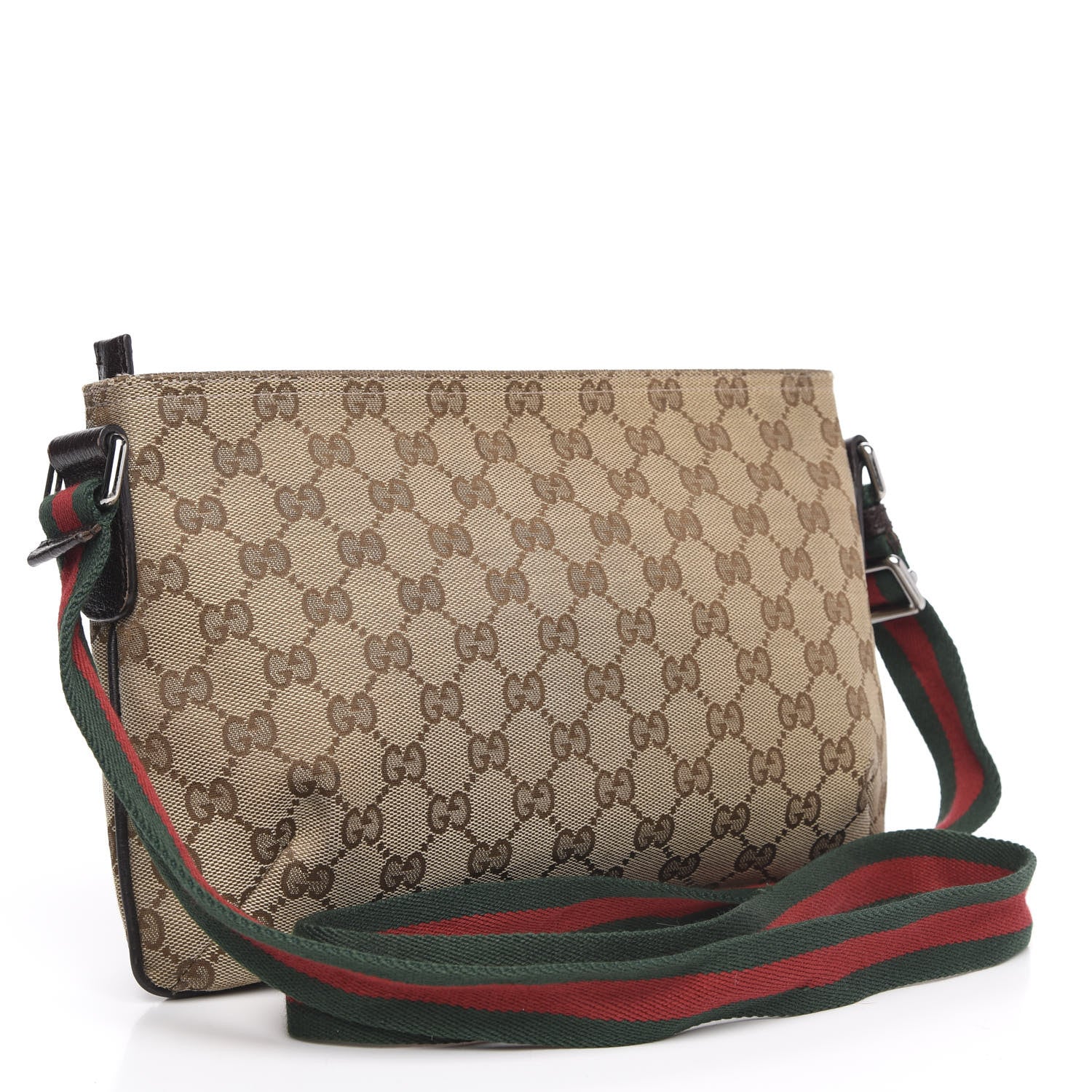 Gucci Monogram Web Small Flat Messenger Crossbody Dark Brown 3 of 12