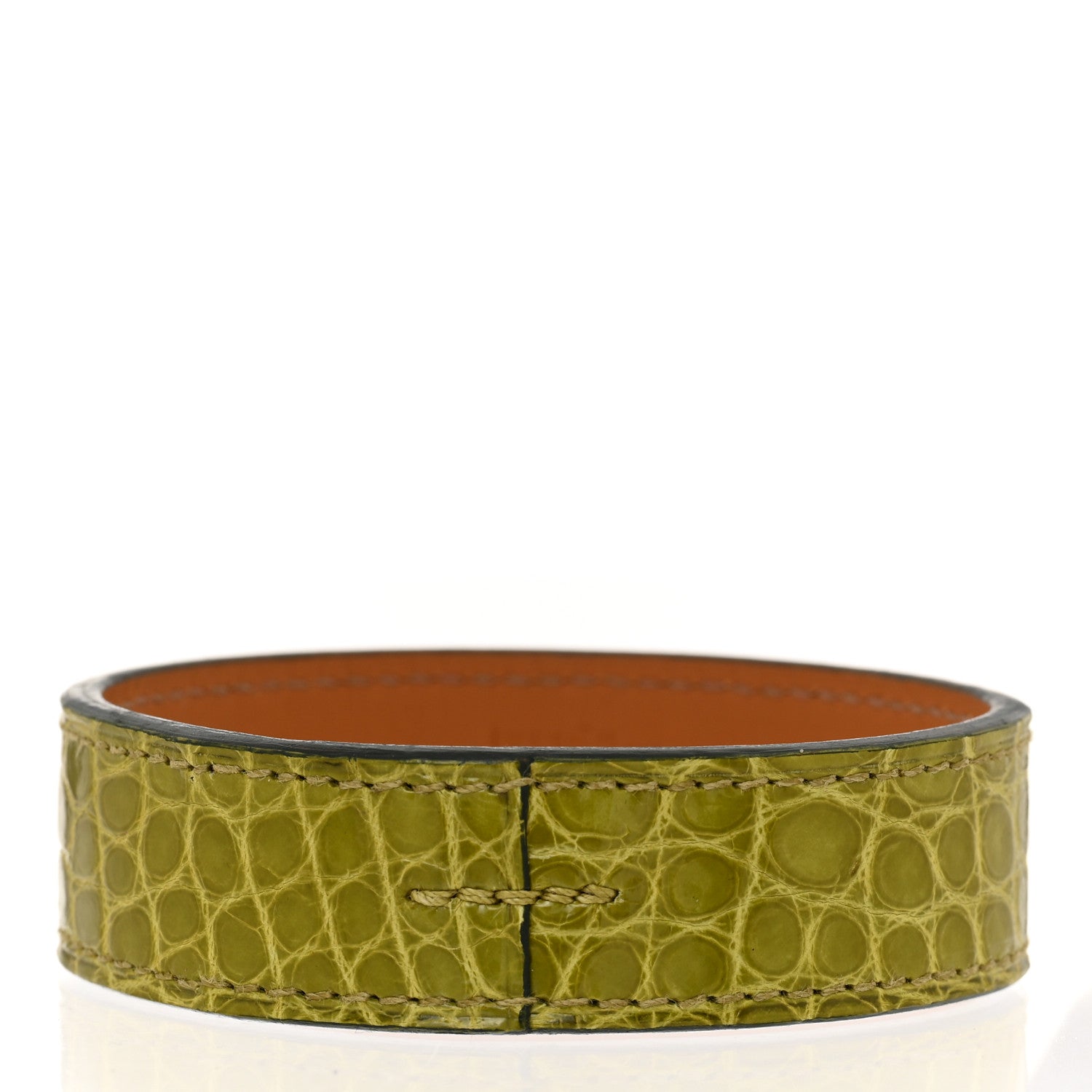 Hermes Matte Alligator Narrow Jack Bracelet M Vert Anis 3 of 6