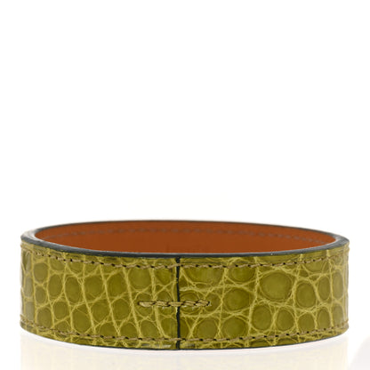 Hermes Matte Alligator Narrow Jack Bracelet M Vert Anis 3 of 6