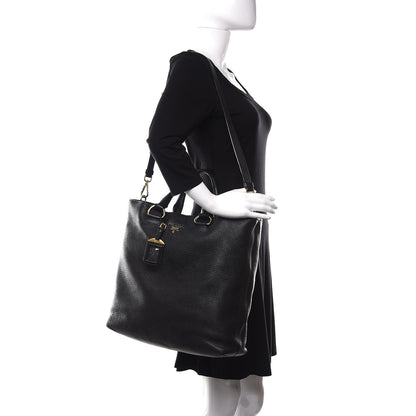 Prada Vitello Daino Tote Black 2 of 13
