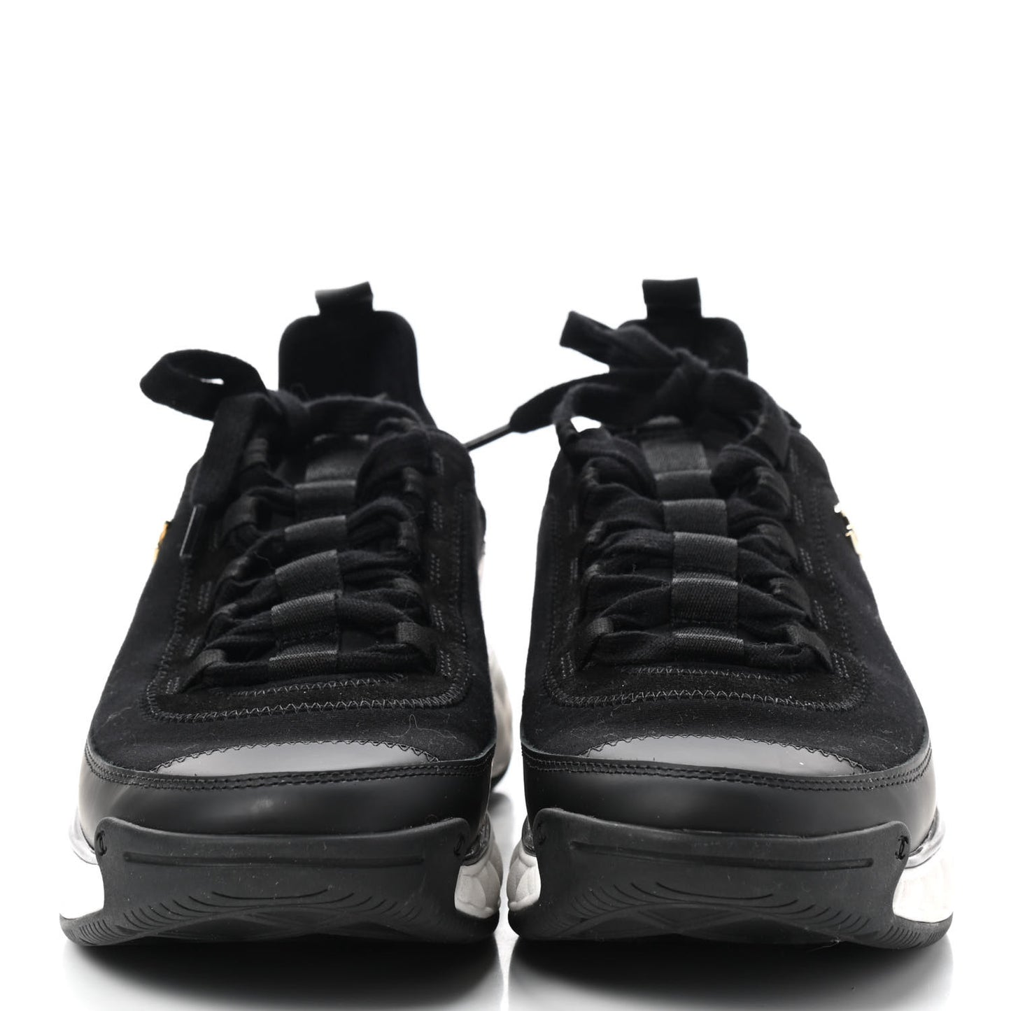 Velvet Calfskin Mixed Fibers CC Sneakers 39.5 Black