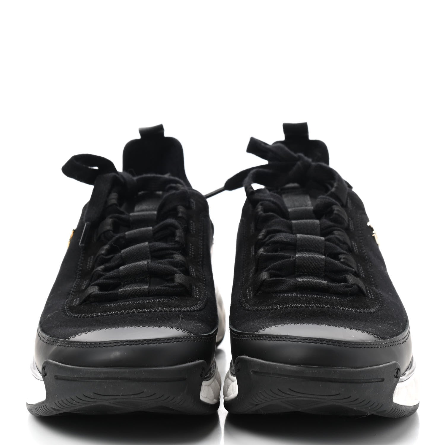 Chanel Velvet Calfskin Mixed Fibers CC Sneakers 39.5 Black 2 of 7