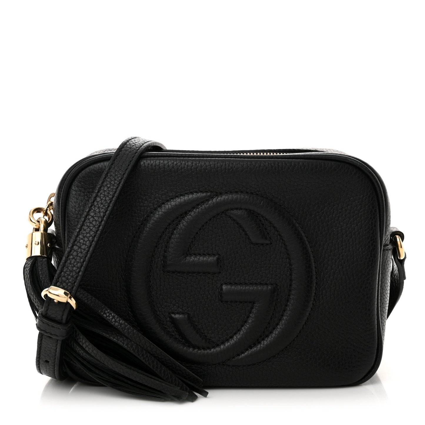 Pebbled Calfskin Small Soho Disco Bag Black