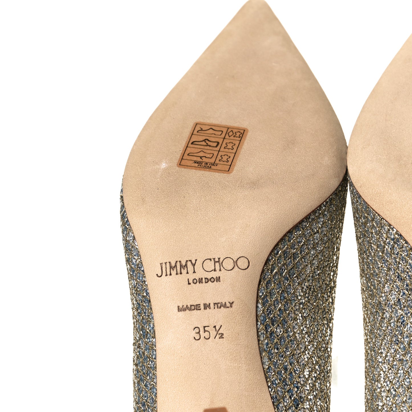 Coarse Glitter Fabric Aurora Pumps 35.5 Champagne