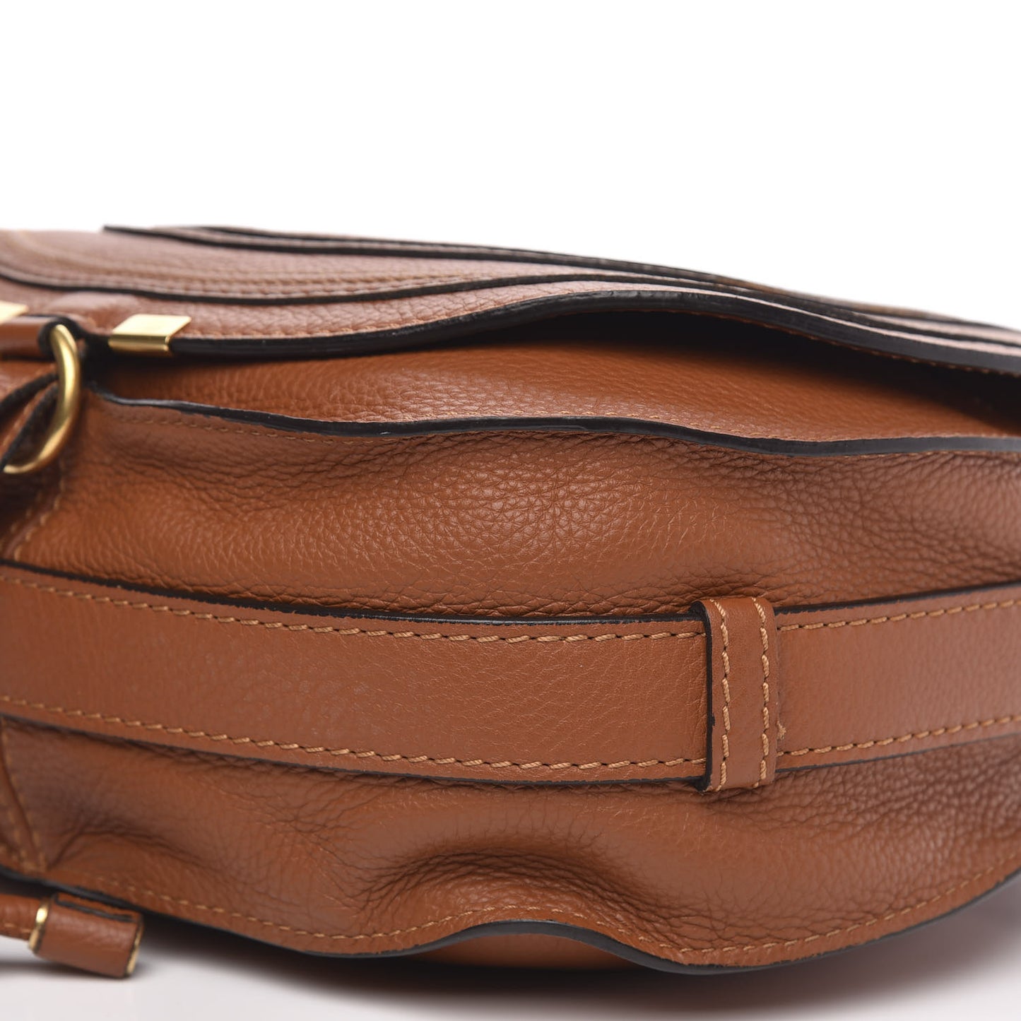 Grained Calfskin Medium Marcie Saddle Bag Tan