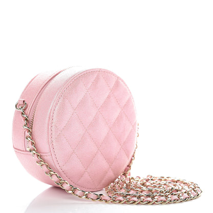 Chanel Iridescent Caviar Quilted Round Clutch With Chain Pink 3 of 8