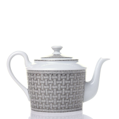 Hermes Porcelain Mosaique Au 24 Platine Coffee/Tea Pot Platinum 2 of 10
