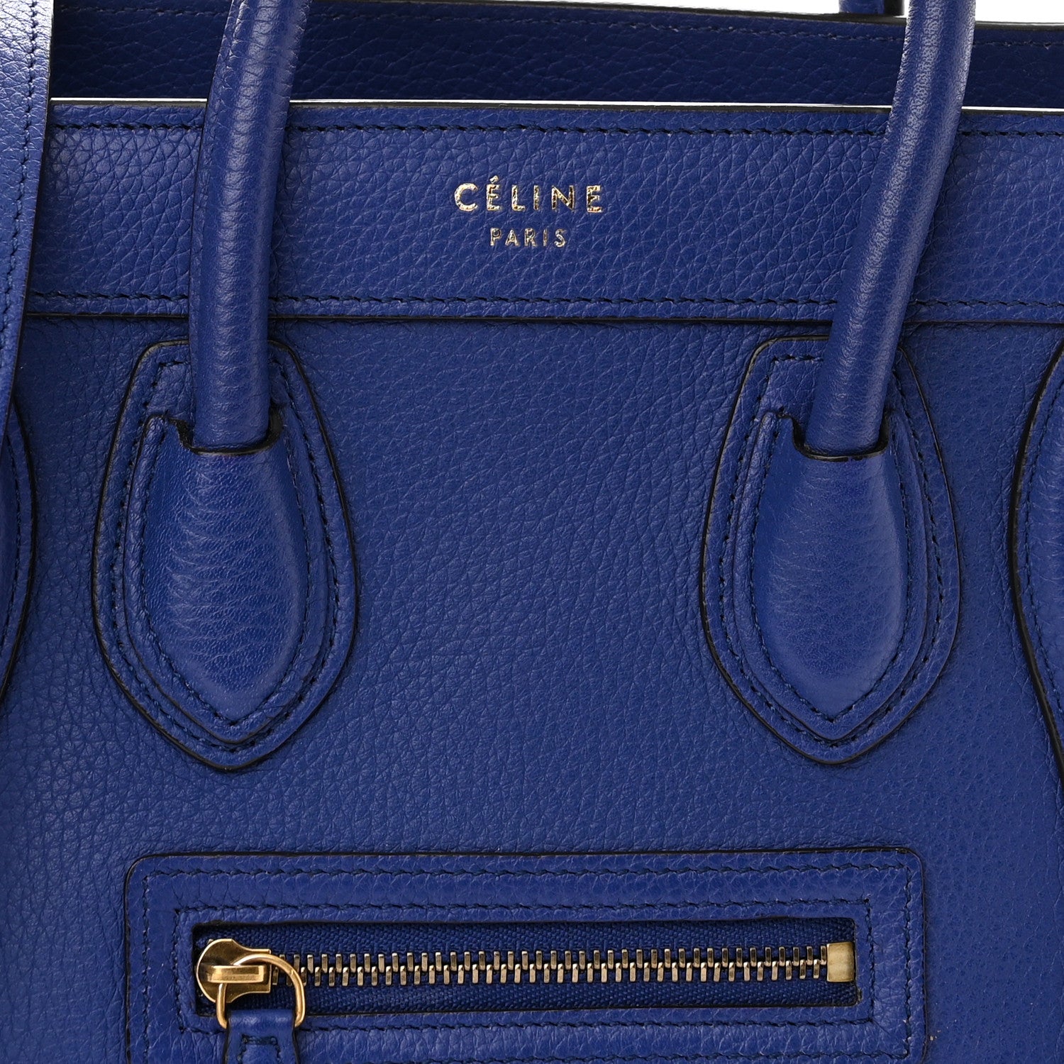 Celine Drummed Calfskin Nano Luggage Indigo 7 of 9