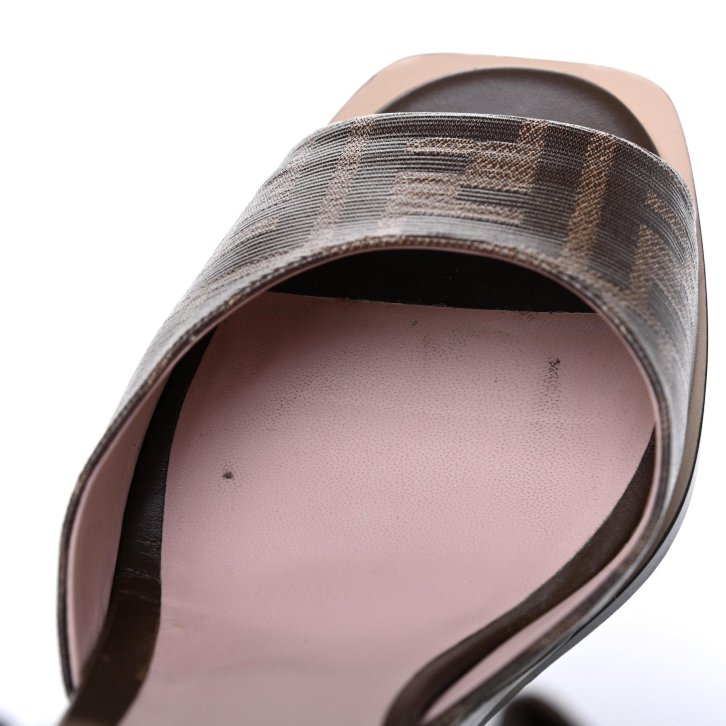 Glazed Fabric FF Wedge Sandals 40 Tobacco Moro