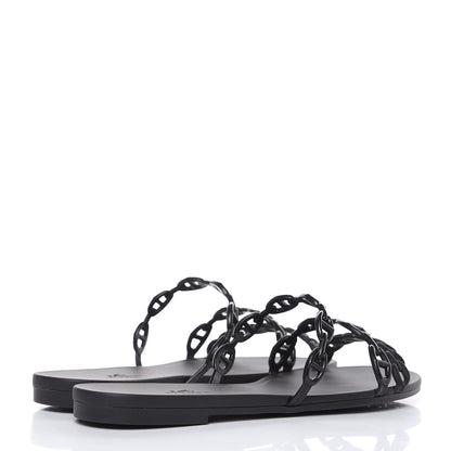 Hermes Rubber Chaine d'Ancre Rivage Sandals 39 Black 4 of 8