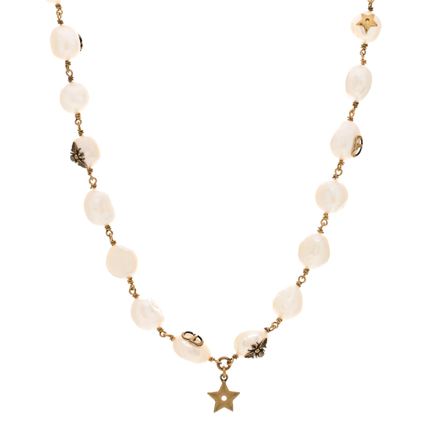 Christian Dior Pearl Star Choker Necklace Gold 1 of 5