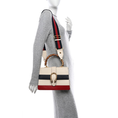 Gucci Calfskin Bamboo Web Medium Dionysus Top Handle Bag White Blue Hibiscus Red 2 of 17