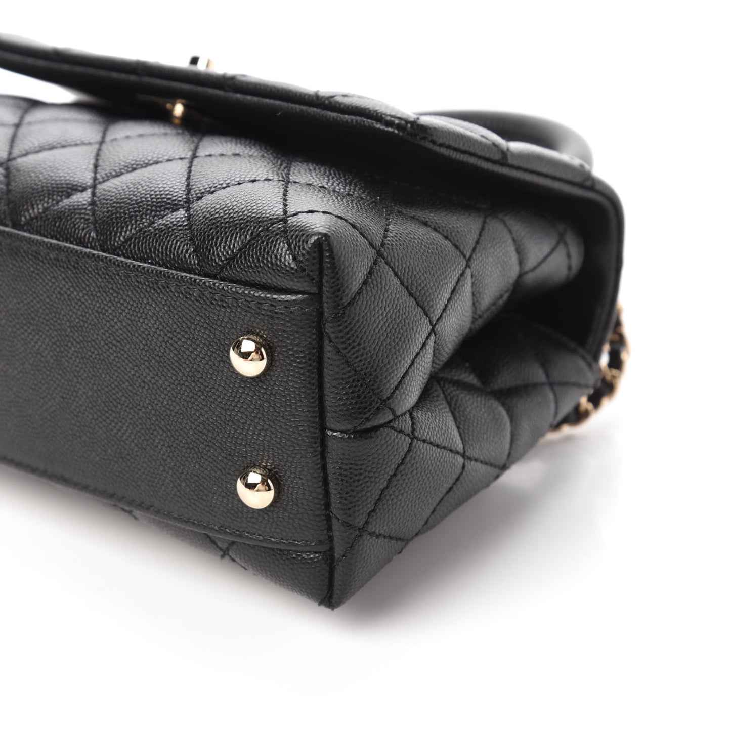 Caviar Quilted Mini Coco Handle Flap Black