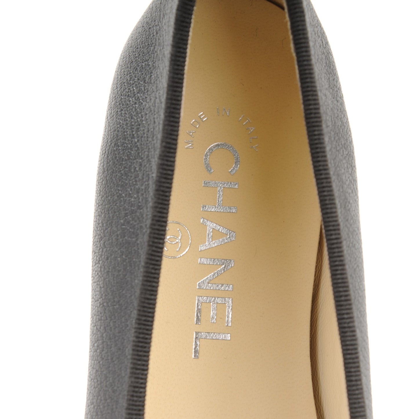 Patent Goatskin Cap Toe Ballerina Flats 38.5 Grey