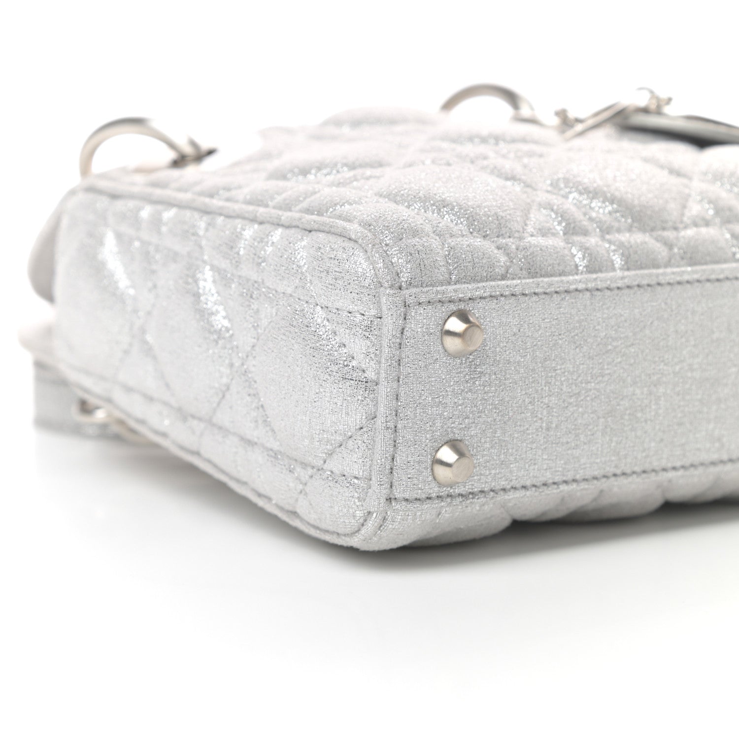 Christian Dior Metallic Nubuck Cannage Nano Lady Dior Silver 7 of 9