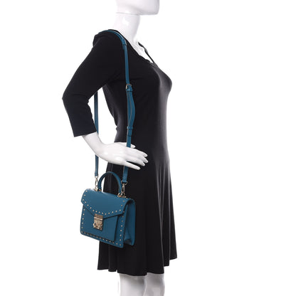 MCM Calfskin Studded Small Patricia Crossbody Bag Deep Lagoon 2 of 11