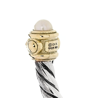 David Yurman Sterling Silver 14K Yellow Gold Diamond Pearl Renaissance Ring 50 5.25 4 of 5