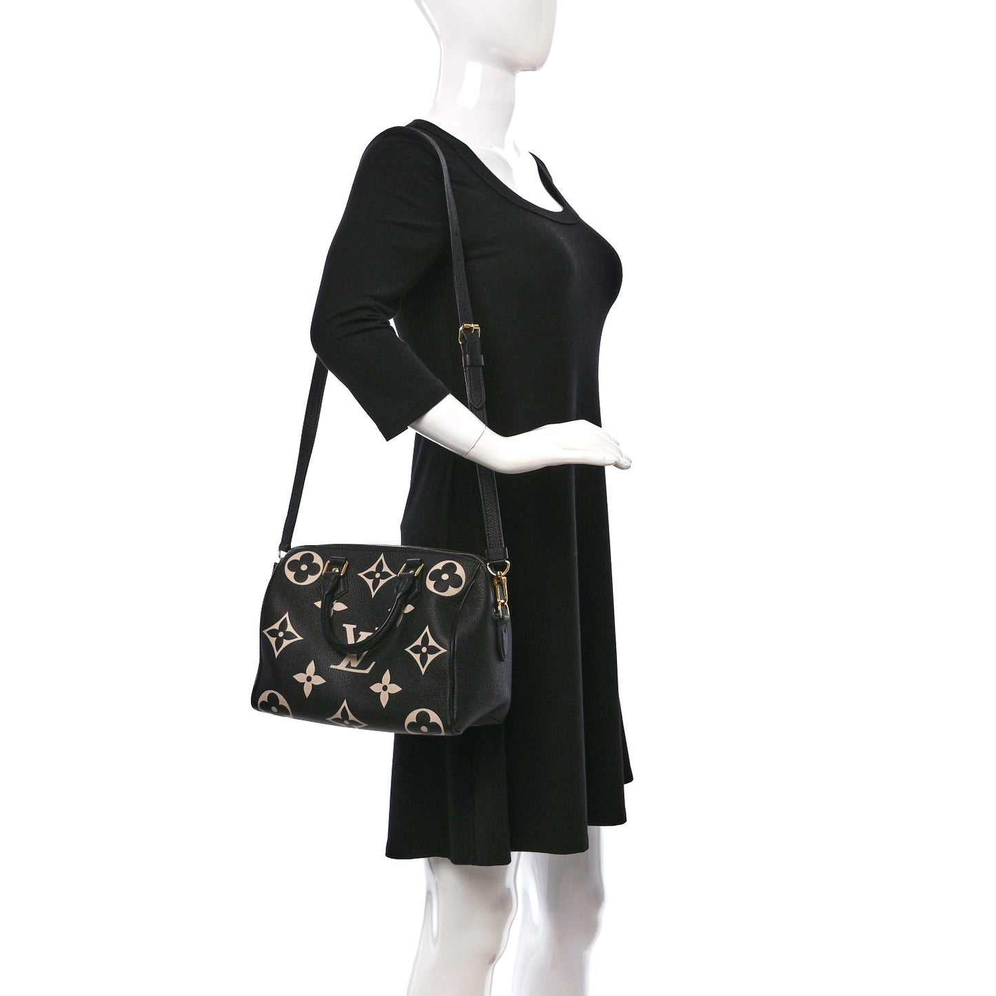 Empreinte Monogram Giant Speedy Bandouliere 25 Black Beige