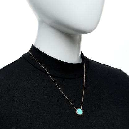 Tiffany 18K Rose Gold Turquoise T Circle Pendant Necklace 2 of 6