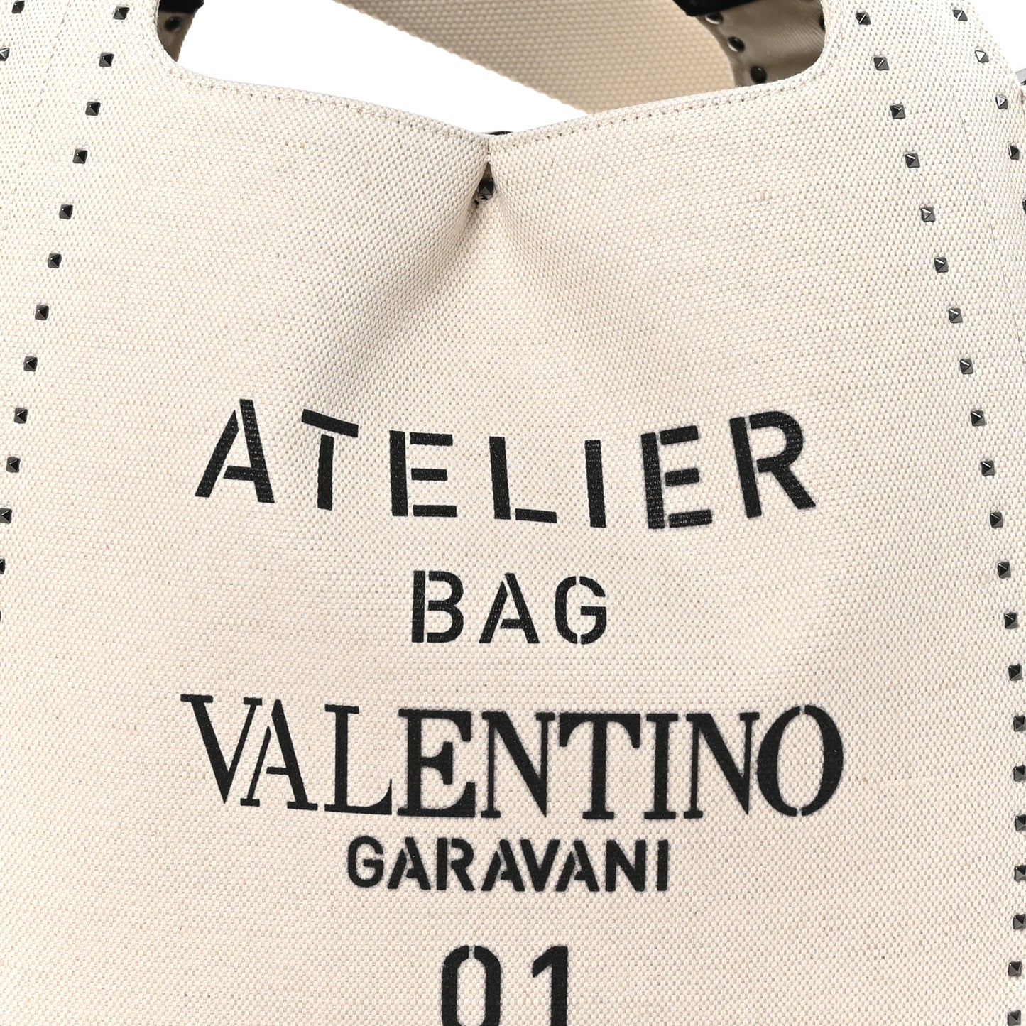 Canvas Atelier 01 Metal Stitch Edition Medium Tote Bag Naturale Black