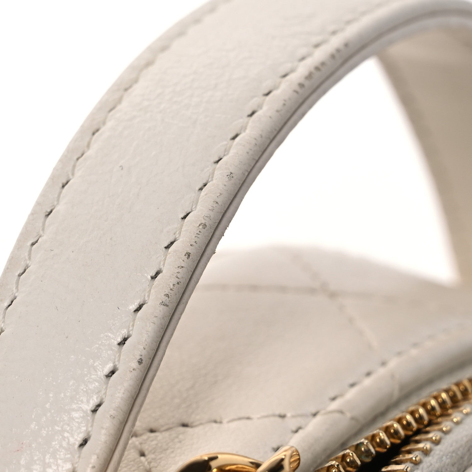 Chanel Lambskin Quilted Mini Chic Riviera Top Handle Vanity Case White 14 of 15