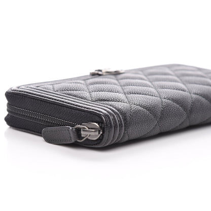 Chanel Caviar Quilted Boy Long Zip Around Wallet Black 11 of 12