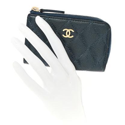 Chanel Caviar Quilted Zipped Key Holder Case Navy 2 of 7
