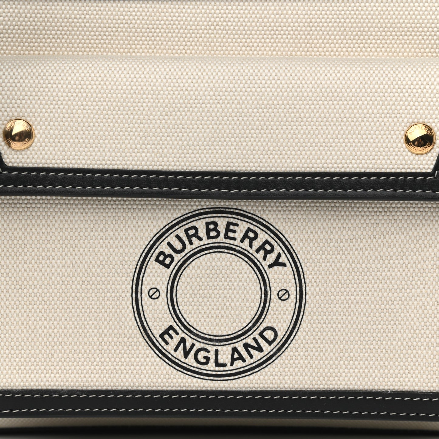Canvas Smooth Calfskin Two Tone Mini Pocket Bag Black