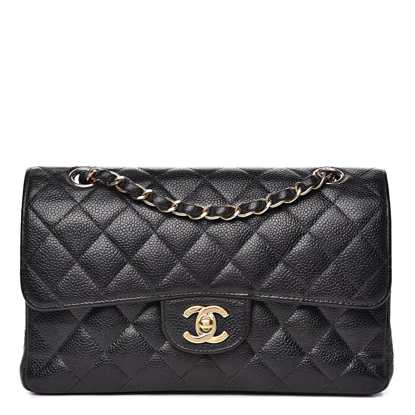 Caviar Quilted Small Double Flap Black