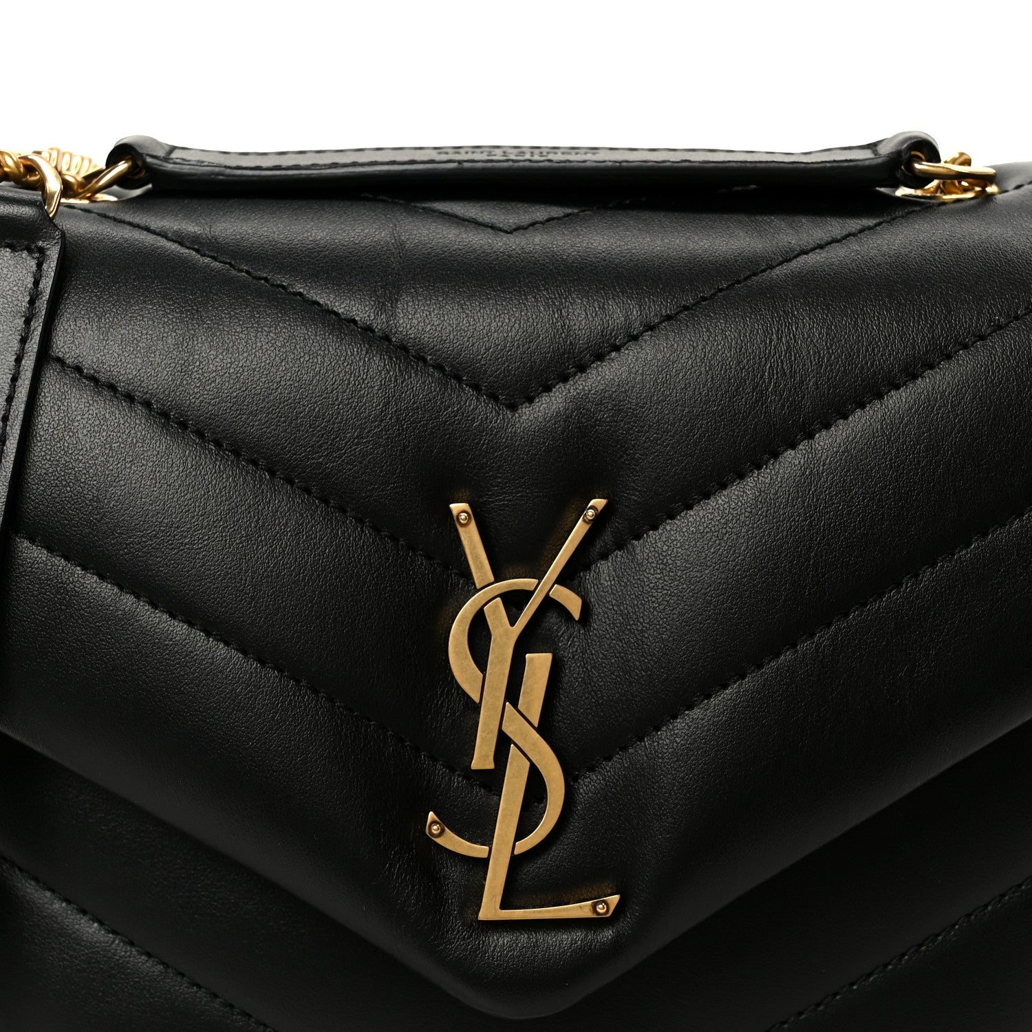 Saint Laurent Calfskin Y Quilted Monogram Small Loulou Chain Satchel Black 8 of 10