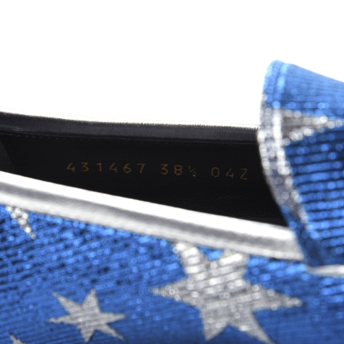 Lurex Calfskin Starry Sky Womens Jordaan Loafers 38.5 Bluette Silver