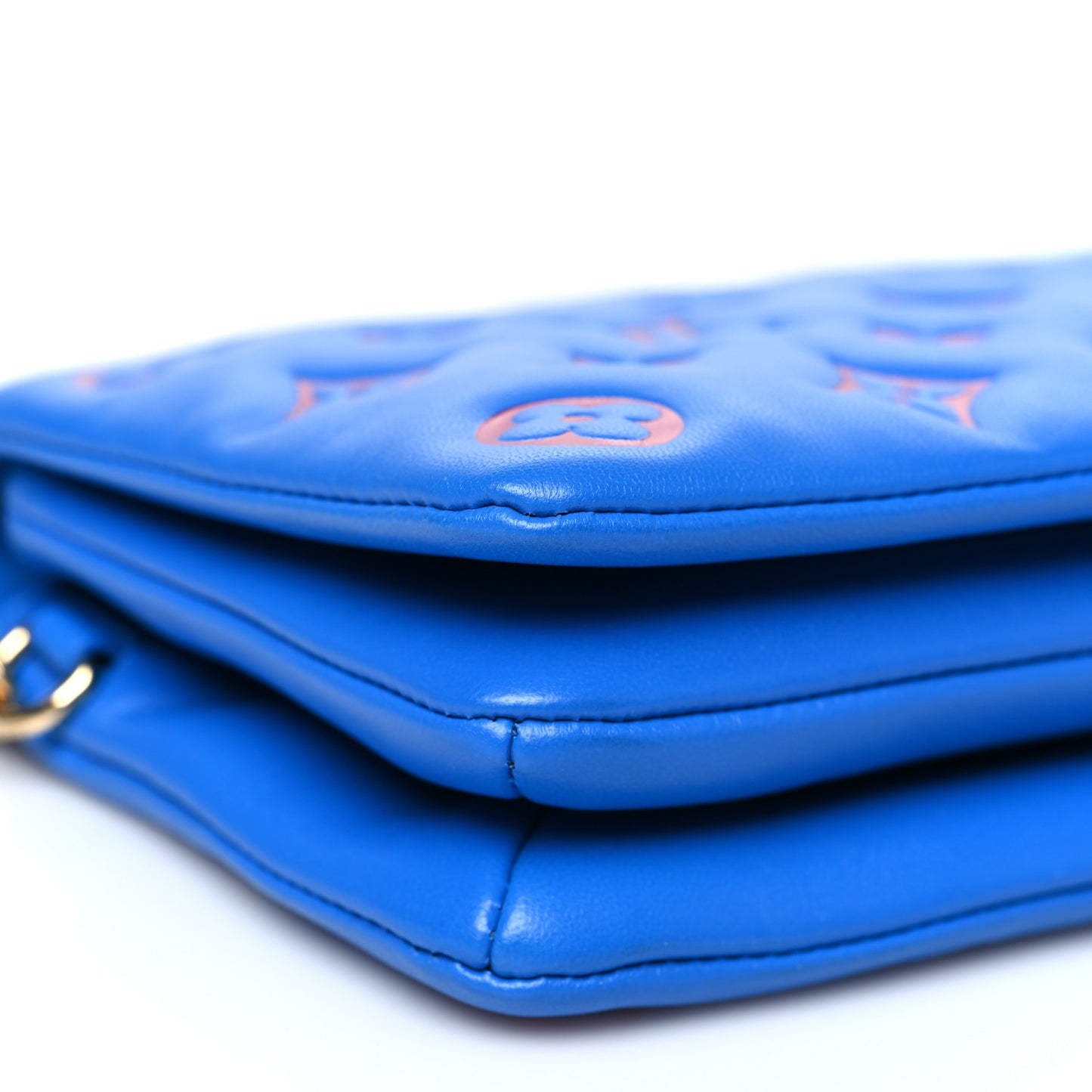 Lambskin Embossed Monogram Vuittamins Pochette Coussin Blue Red