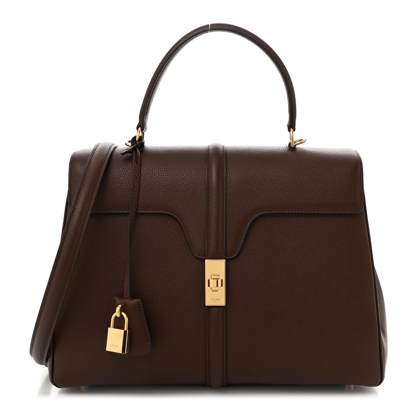 Grained Calfskin Classique 16 Top Handle Bag Brown