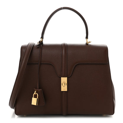 Celine Grained Calfskin Classique 16 Top Handle Bag Brown 1 of 11