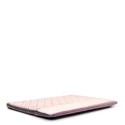 Chanel Iridescent Lambskin Quilted Large Gabrielle Cosmetic Case Light Purple 5 of 8