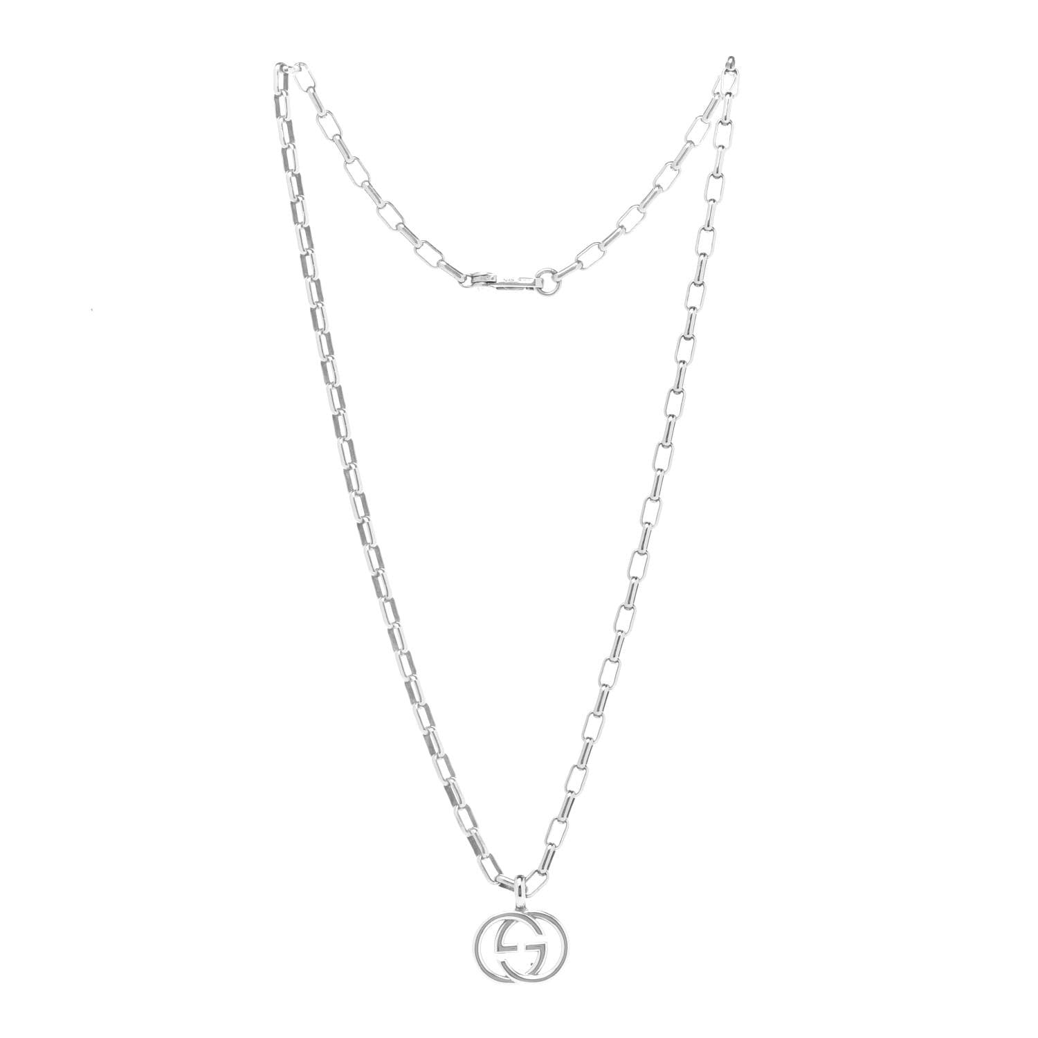Gucci Sterling Silver Interlocking Circle GG Pendant Necklace 1 of 7