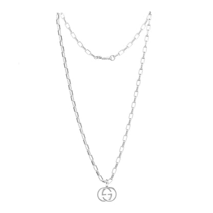 Gucci Sterling Silver Interlocking Circle GG Pendant Necklace 1 of 7